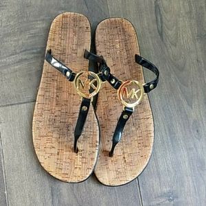 MICHAEL KORS LOGO  JELLY CORK FLIP FLOPS 9